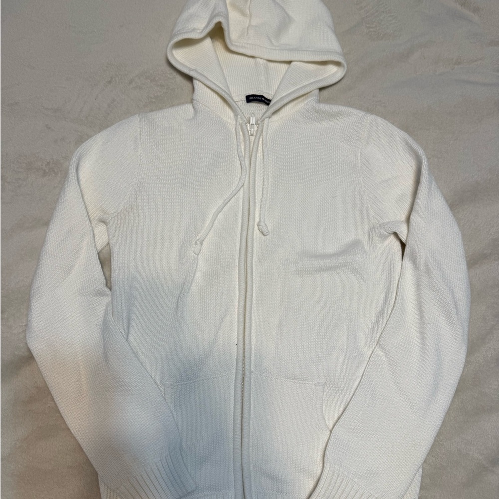 Brandy Melville Knit White Hooded Sweater